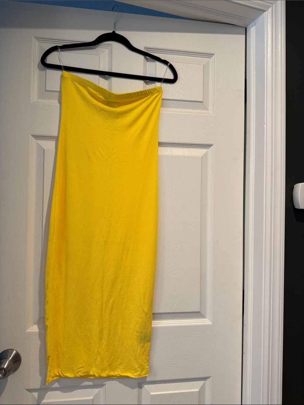 Yellow Tube Skirt - Women's Stretch Midi Skirt